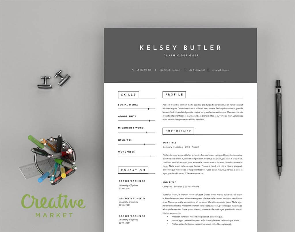 Two Page Minimal Resume Template and A Cover Letter